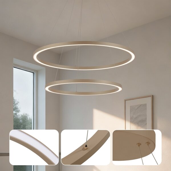 Brilagi - LED Stmív. lustr na lanku PORTOFINO LED/98W/230V pr. 80 cm béžová + DO