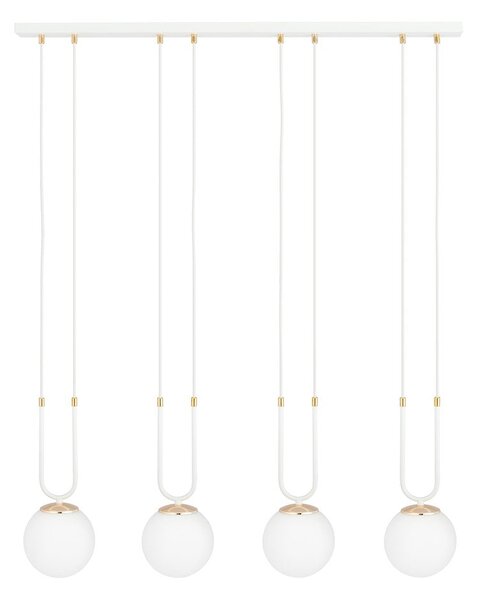 Závěsné svítidlo GLAM 4 – bílé, opálové sklo, 4× E14, šířka 92 cm