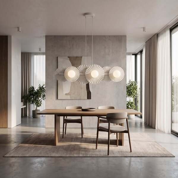 Závěsné svítidlo UMBRA 6 – celobílé, sklo, 6× G9, šířka 92 cm