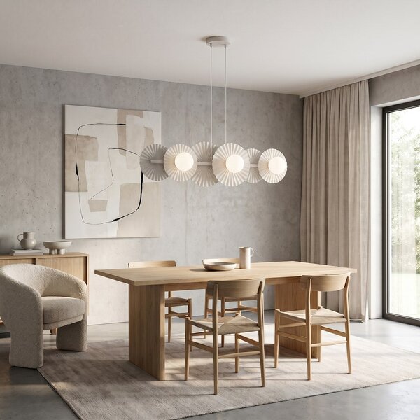Závěsné svítidlo UMBRA 6 – celobílé, sklo, 6× G9, šířka 92 cm