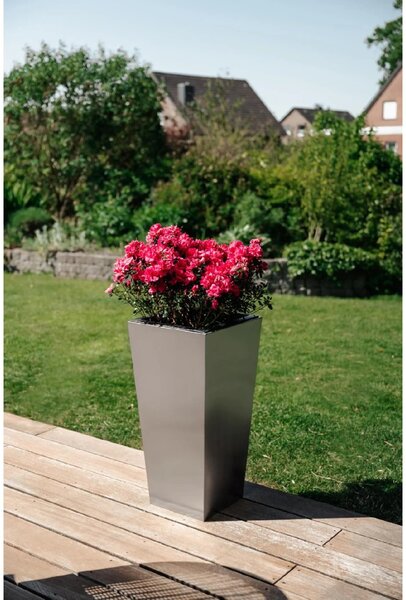 Květináč CLASSIC, výška 70 cm, broušený nerez, stříbrný