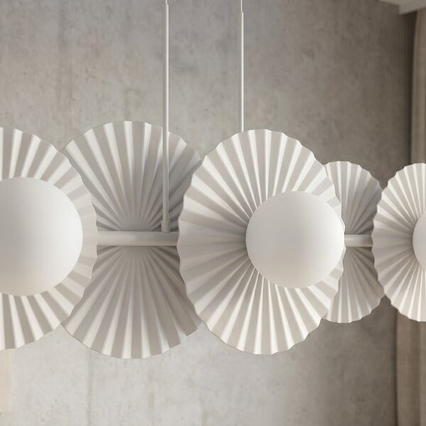 Závěsné svítidlo UMBRA 6 – celobílé, sklo, 6× G9, šířka 92 cm