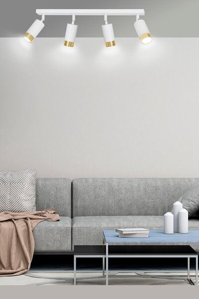 Stropní svítidlo HIRO 4 – bílé / zlaté, 4× GU10, šířka 78 cm