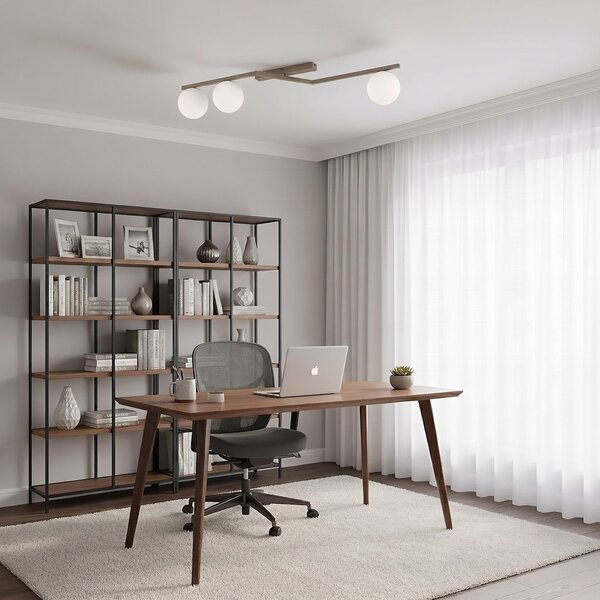 Stropní svítidlo NATON 3 – moka, opálové sklo, 3× E14, šířka 100 cm