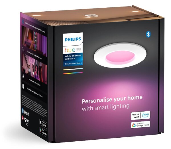 Hue WCA Slim koupelnové zápustné svítidlo LED 8,3W 750lm 2200-6500K RGB 9cm kulaté IP44, bílé