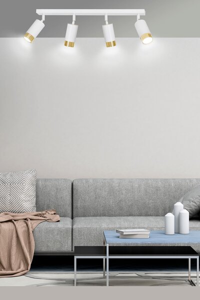 Stropní svítidlo HIRO 4 – bílé / zlaté, 4× GU10, šířka 78 cm