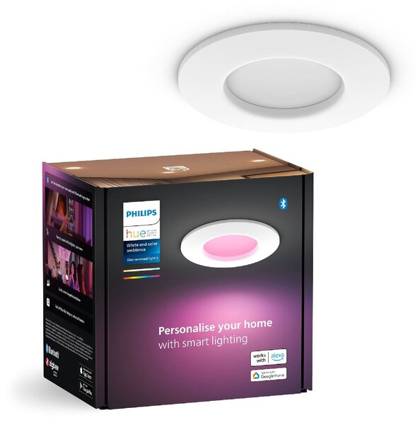 Hue WCA Slim koupelnové zápustné svítidlo LED 8,3W 750lm 2200-6500K RGB 9cm kulaté IP44, bílé