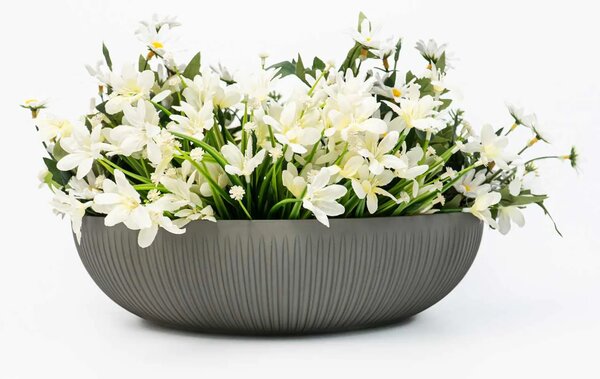 Okrasná miska PLANA, sklolaminát, průměr 34 cm, šedá