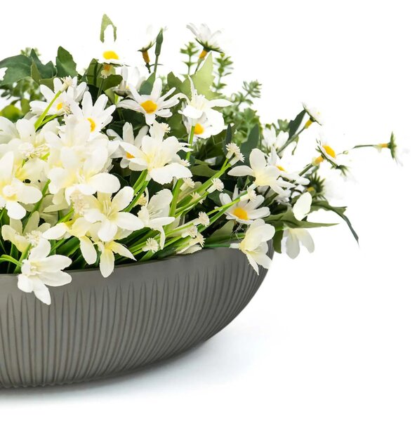 Okrasná miska PLANA, sklolaminát, průměr 34 cm, šedá
