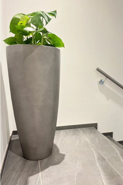 Květináč CITY, sklolaminát, výška 100 cm, beton design, šedý