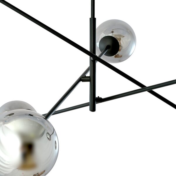 Závěsné svítidlo LINEAR 6 – černé, grafitové sklo, 6× E14, šířka 102 cm