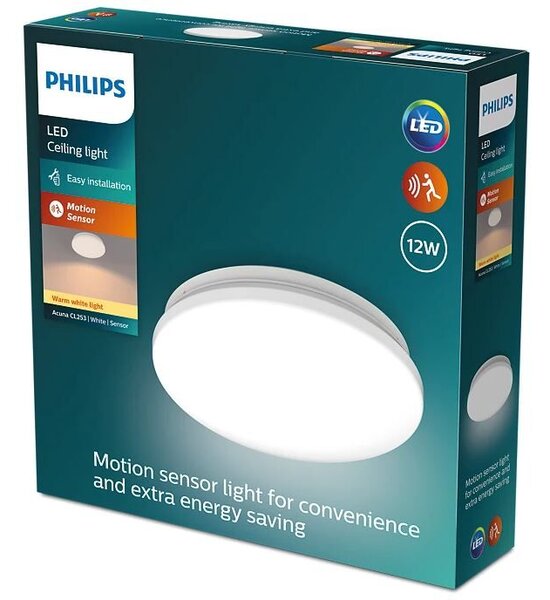 Acuna CL253 stropní svítidlo se senzorem LED 12W 1350lm 2700K CRI80 24,5cm kulaté IP20, bílé