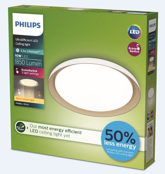 Pebblo UltraEfficient stropní svítidlo LED 10W 1850lm 2700K SceneSwitch CRI80 32cm kulaté IP20, bílé