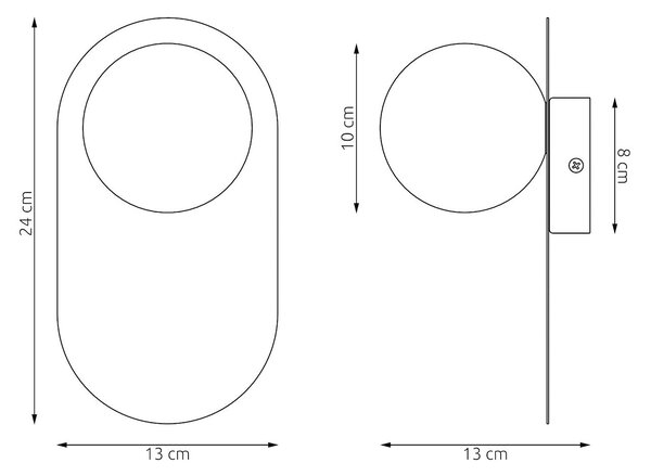 Nástěnné svítidlo VIVA K1 – černé, bílé sklo, 1× G9, šířka 13 cm