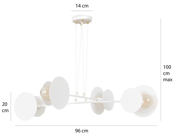 Závěsné svítidlo IDEA 4 – bílé, 4× E27, šířka 96 cm
