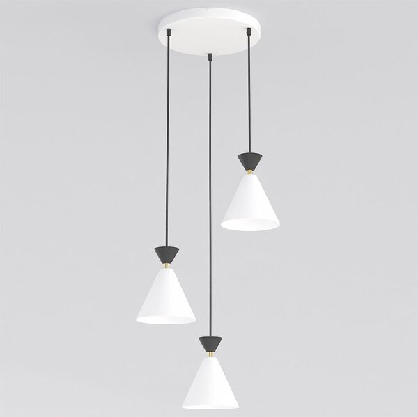 Závěsné svítidlo KLEVER 3 PREM – bílé / černé, 3× E14, šířka 40 cm