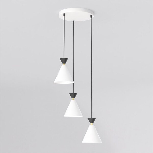 Závěsné svítidlo KLEVER 3 PREM – bílé / černé, 3× E14, šířka 40 cm