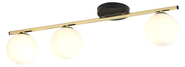 Stropní svítidlo MONZA 3 – černé, opálové sklo, 3× E14, šířka 80 cm