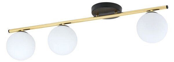 Stropní svítidlo MONZA 3 – černé, opálové sklo, 3× E14, šířka 80 cm