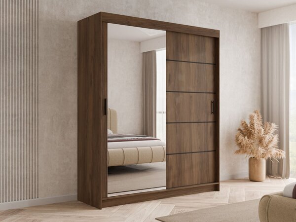 Šatní skříň Acidoni III 180 cm, Barva: Warmia ořech / Warmia ořech + černá 5903211533051
