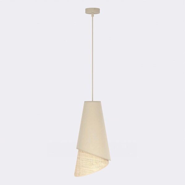 Závěsné svítidlo MODA 1 – černé / ratanové, textilní stínidlo, 1× E27, šířka 20 cm