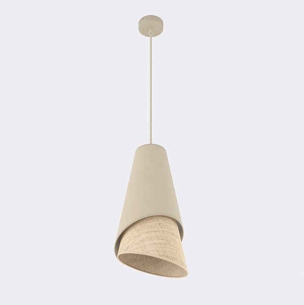 Závěsné svítidlo MODA 1 – černé / ratanové, textilní stínidlo, 1× E27, šířka 20 cm