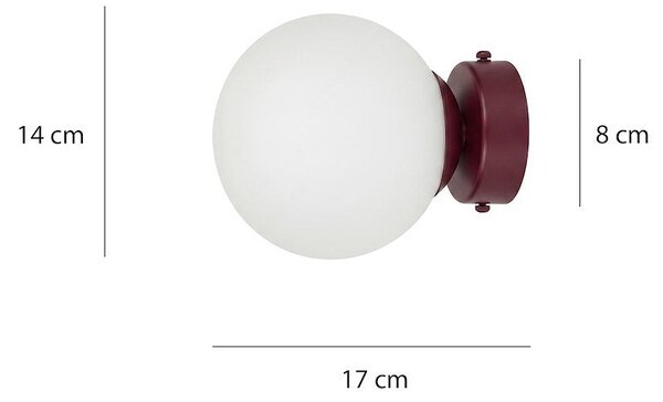 Nástěnné svítidlo MAGNUS K1 – vínové, opálové sklo, 1× E14, šířka 14 cm