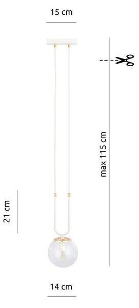 Závěsné svítidlo GLAM 1 – bílé, čiré sklo, 1× E14, šířka 15 cm