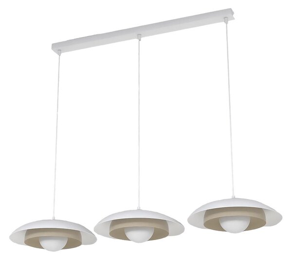 Závěsné svítidlo SKIN 3 – bílé / moka, sklo, 3× G9, šířka 95 cm