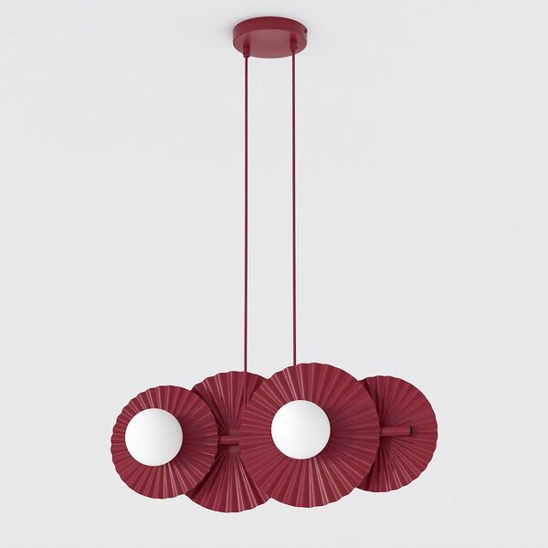 Závěsné svítidlo UMBRA 4 – vínové, bílé sklo, 4× G9, šířka 59 cm
