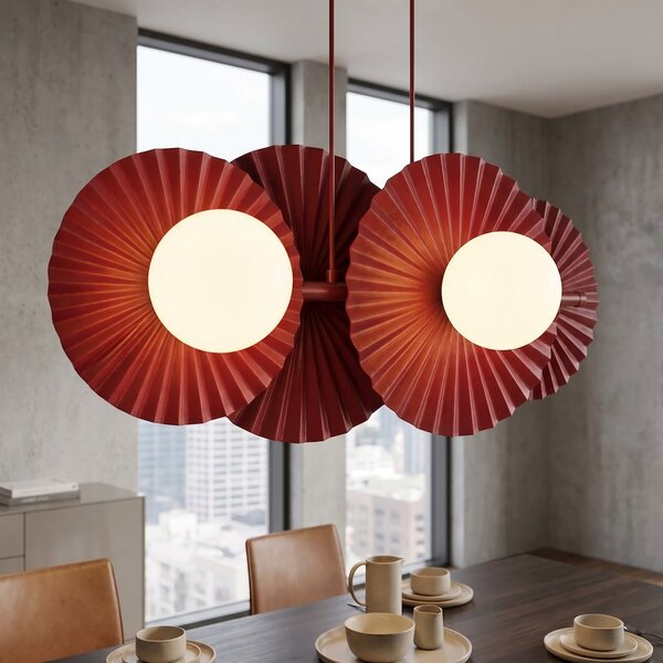 Závěsné svítidlo UMBRA 4 – vínové, bílé sklo, 4× G9, šířka 59 cm