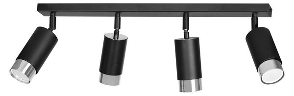 Stropní svítidlo HIRO 4 – černé / chromové, 4× GU10, šířka 78 cm