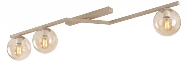 Stropní svítidlo NATON 3 – moka, jantarové sklo, 3× E14, šířka 100 cm