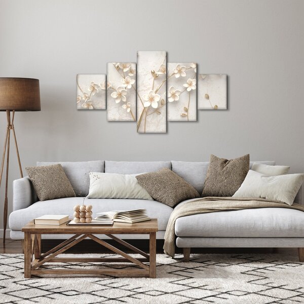 Obraz - Zlatý květ - abstraktní (125x70 cm)