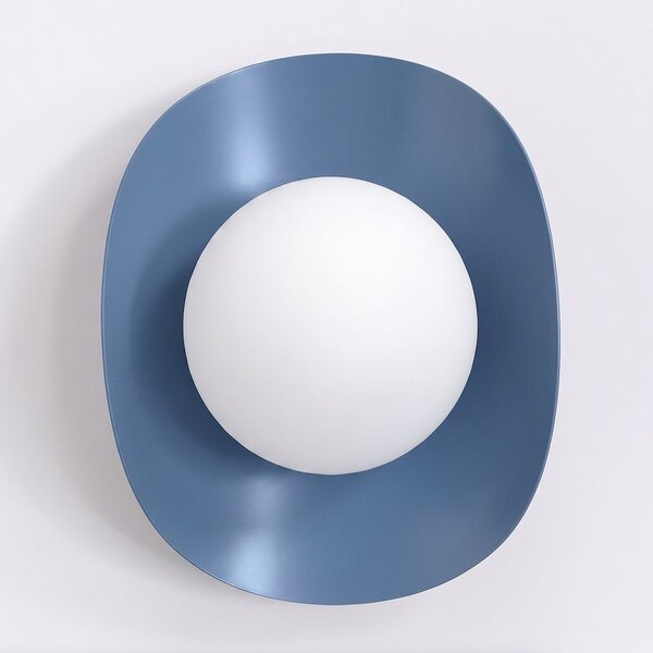 Nástěnné svítidlo FIERO M – tlumeně modré, bílé sklo, 1× G9, šířka 31 cm