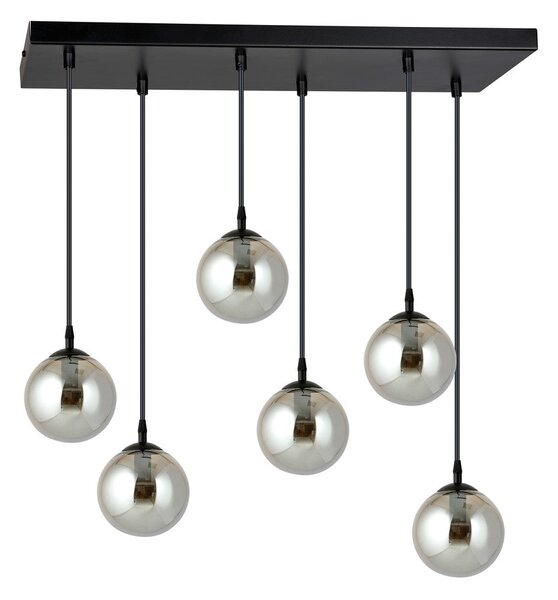 Závěsné svítidlo COSMO 6 – černé, grafitové sklo, 6× E14, šířka 81 cm