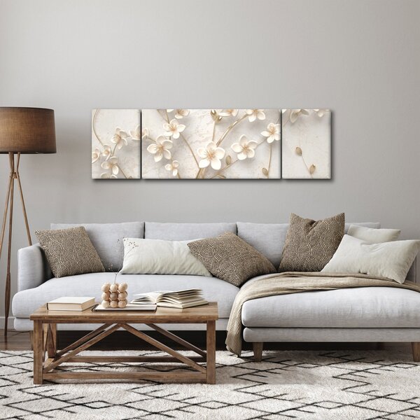Obraz - Zlatý květ - abstraktní (170x50 cm)