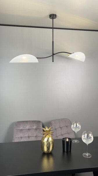 Stropní svítidlo LOTUS 2 – černé, hnědá textilní stínidla, 2× E14, šířka 102 cm