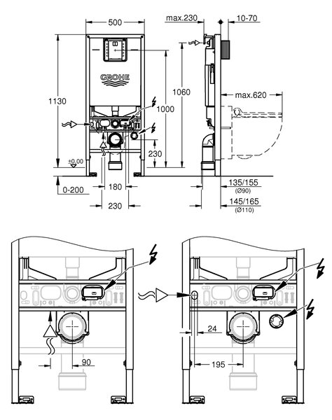 Grohe Rapid SLX mycí toaleta s rámem závěsné Bez oplachového kruhu bílá 36509SH0