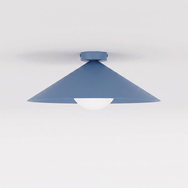 Stropní svítidlo MONO 1M – tlumeně modré, bílé sklo, 1× E14, šířka 40 cm