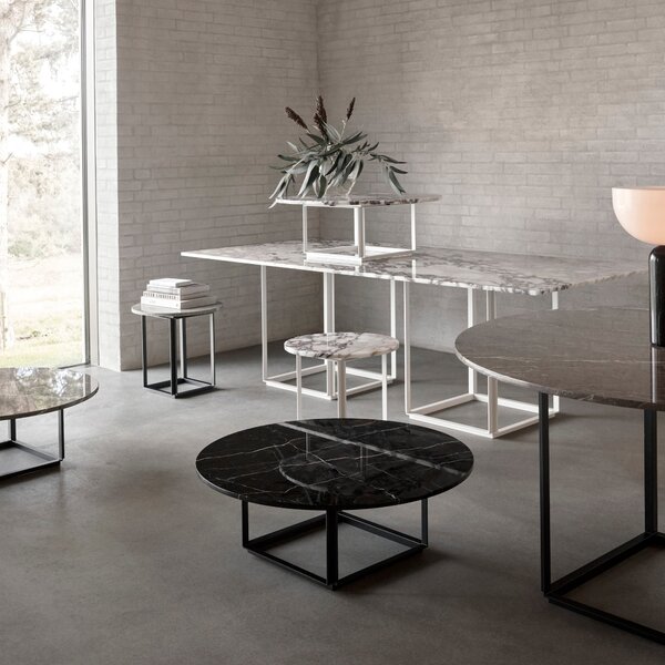NEW WORKS Konferenční stolek Florence Ø90, Black / Black Marble