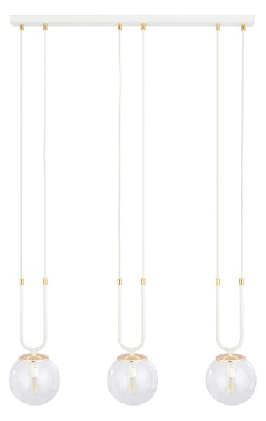 Závěsné svítidlo GLAM 3 – bílé, čiré sklo, 3× E14, šířka 70 cm