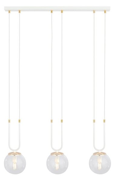 Závěsné svítidlo GLAM 3 – bílé, čiré sklo, 3× E14, šířka 70 cm