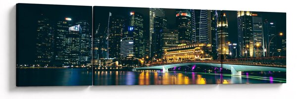 Obraz nočního Singapuru (170x50 cm)