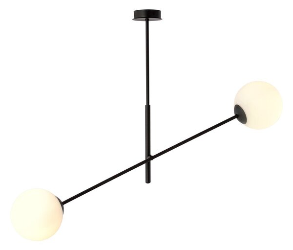 Závěsné svítidlo LINEAR 2 – černé, opálové sklo, 2× E14, šířka 102 cm