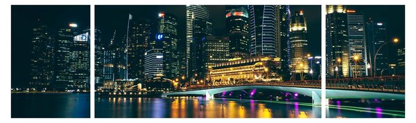 Obraz nočního Singapuru (170x50 cm)