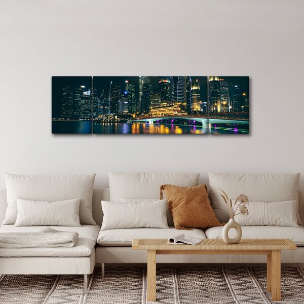 Obraz nočního Singapuru (170x50 cm)