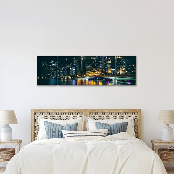 Obraz nočního Singapuru (170x50 cm)