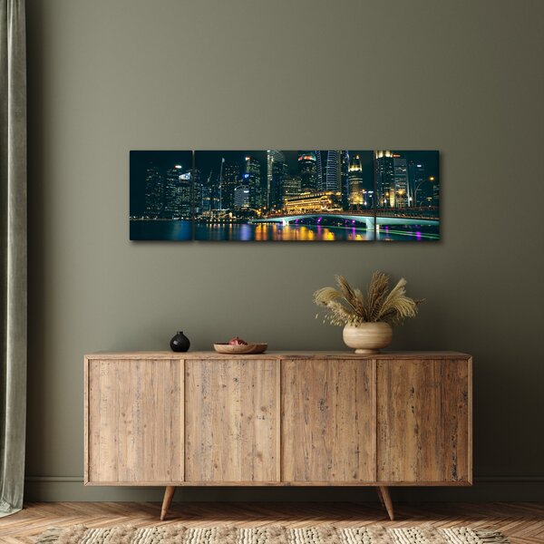 Obraz nočního Singapuru (170x50 cm)