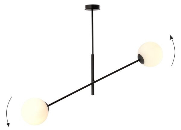 Závěsné svítidlo LINEAR 2 – černé, opálové sklo, 2× E14, šířka 102 cm